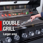 Castelle Flame 85K BTU Outdoor BBQ Kitchen Grill Island with 43-Inch 6-Burner Grill, Wine Fridge, Rotisserie Kit, and Sink