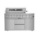 Castelle Flame Capri 96-Inch 6-Burner 85000 BTU Outdoor Kitchen Liquid Propane Grill Island with Fridge