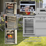 Castelle Flame Capri 96-Inch 6-Burner 85000 BTU Outdoor Kitchen Liquid Propane Grill Island with Fridge