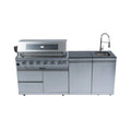 Castelle Flame Granite Outdoor BBQ Kitchen Island with 43-Inch 6-Burner Gas Grill, Rotisserie Kit, Cabinets, and Sink
