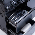 Castelle Flame Premium Black Stainless Steel 6-Burner Gas Grill Kitchen Island with Rotisserie Kit