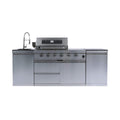 Castelle Flame Stainless Steel Outdoor BBQ Kitchen Island with 46-Inch 4-Burner 85K BTU Grill, Rotisserie Kit, and Cabinets