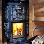 Harvia GreenFlame Legend 240 Wood Sauna Stove with Sauna Stones, 15.9KW