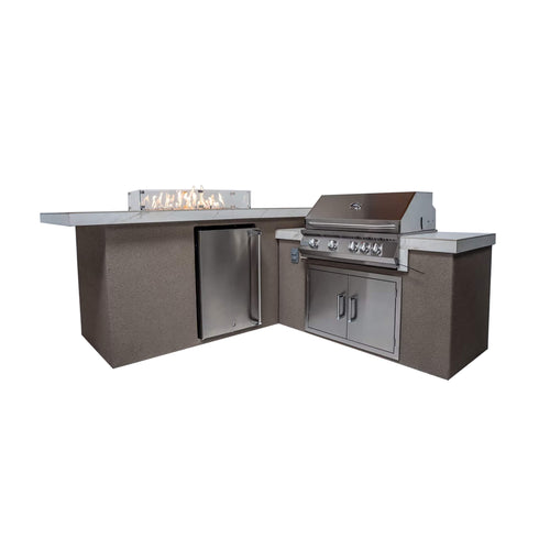 KoKoMo Grills Baja 9FT BBQ Island with LEDs, Built-In BBQ and Refrigerator