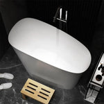 Alora Luxury 47-Inch Freestanding Japanese-Styled Deep Stone Soaking Bathtub Resin, White