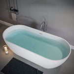 Nuvia 59-Inch Luxury Solid Surface Matte White Freestanding Soaking Tub