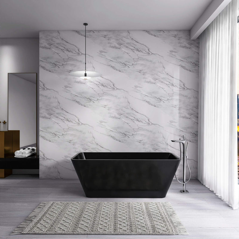 Nuvia 67-Inch Luxury Freestanding Solid Surface Soaking Bathtub