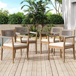 Alora Premium 5-Piece Outdoor Acacia Wood Patio Furniture Set With Braided Dining Chairs, Cushions, And Dining Table