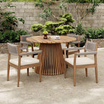Alora Premium 5-Piece Outdoor Acacia Wood Patio Furniture Set With Braided Dining Chairs, Cushions, And Dining Table