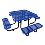 Large 46-Inch Stylish Square Steel Picnic Table W/ Thermoplastic Coating & Umbrella Hole