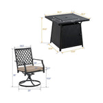 Sophia & William Outdoor Gas Fire Pit Table Set W/ Cushioned Swivel Dining Chairs 5PCS