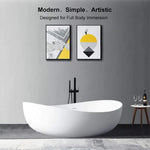 Alora Premium Freestanding Extra Large Oval Stone Besin Soaking Bathtub, 71"